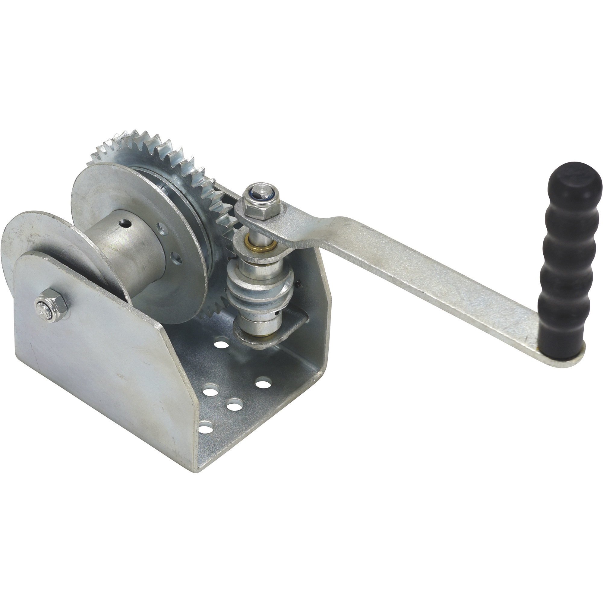 Vestil Wall-Mount Hand Winch - Single Drum, 1500-Lb. Load Capacity, Zinc-Plated, Model# WALL-S